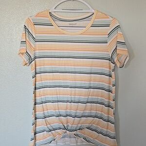 Westport | Striped Twisted Front Short Sleeve Tee Size Medium